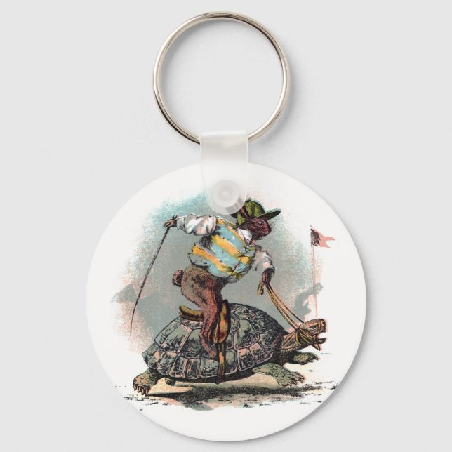 Porte-clés Racing Rabbit Riding Tortoise (Recto)