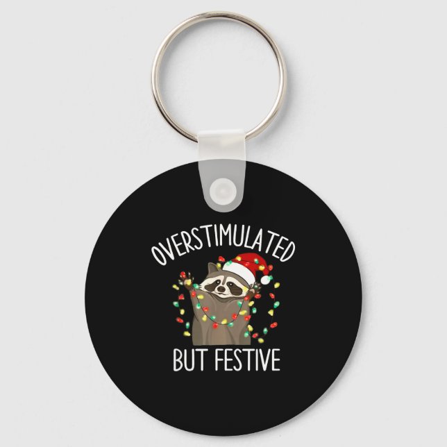 Porte-clés Racoon Overstimulated But Festive Christmas Men Wo (Recto)