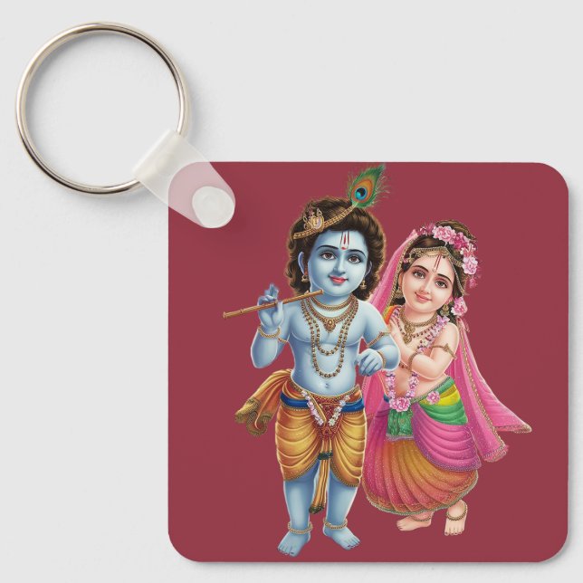 Porte-clés Radha Krishna : Le symbole de l'obligation éternel (Recto)