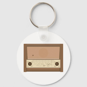 Porte-clés Radio en bois rétro des années 1940