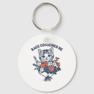 Porte-clés Rage me consomme fleur de chat mignonne Kitty chat