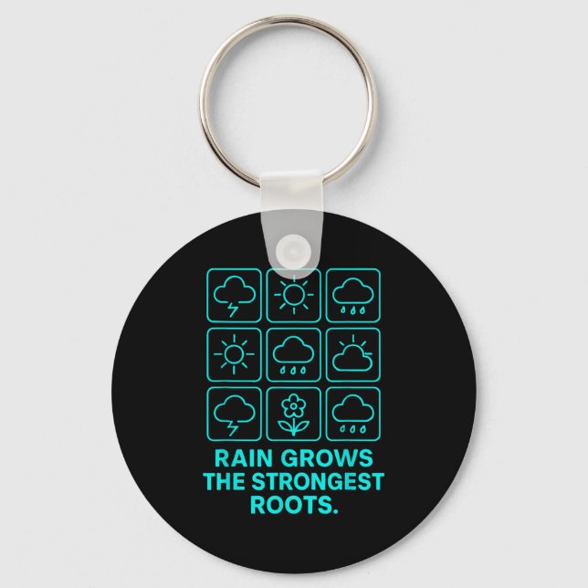 Porte-clés Rain Grows The Strongest Roots Resilience Motivati (Recto)