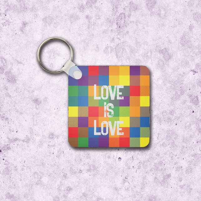 Porte-clés Rainbow Buffalo Check Pride Plaid Personnaliser (Metal Keychain - Buffalo Check Plaid Rainbow Colors)