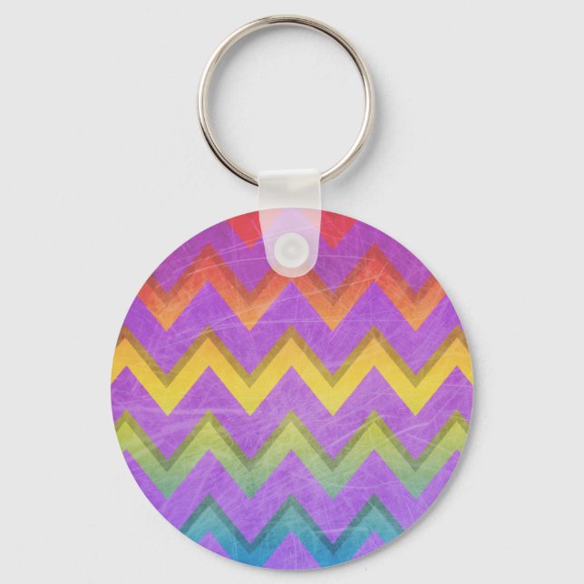 Porte-clés Rainbow Chevron par Shirley Taylor (Recto)
