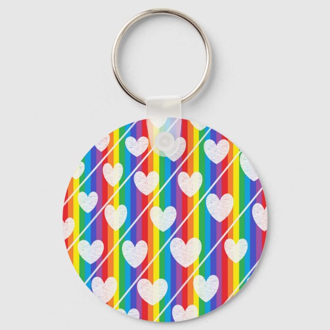 Porte-clés Rainbow Full of Hearts Keychain (Recto)