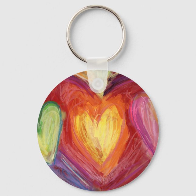 Porte-clés Rainbow Hearts Amour Pendentif Charme Porte - clé (Recto)