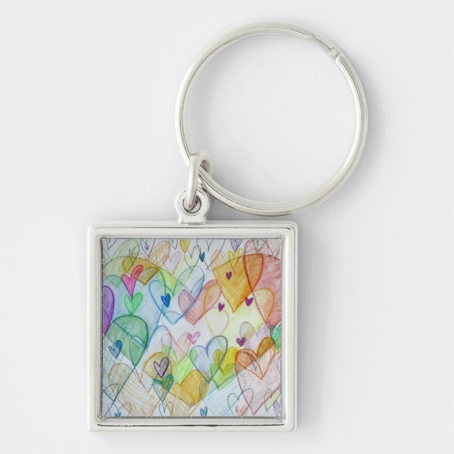 Porte-clés Rainbow Hearts Pendentif Art Porte - clé charme (Devant)