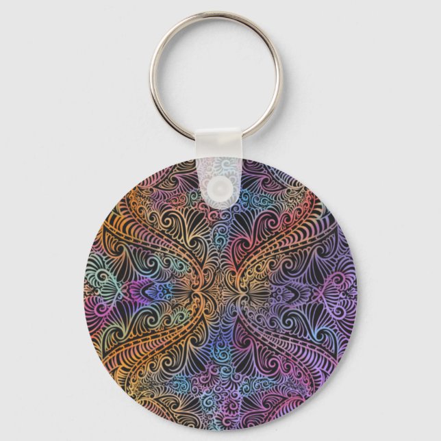 Porte-clés Rainbow Kaleidoscope Mandala (Recto)