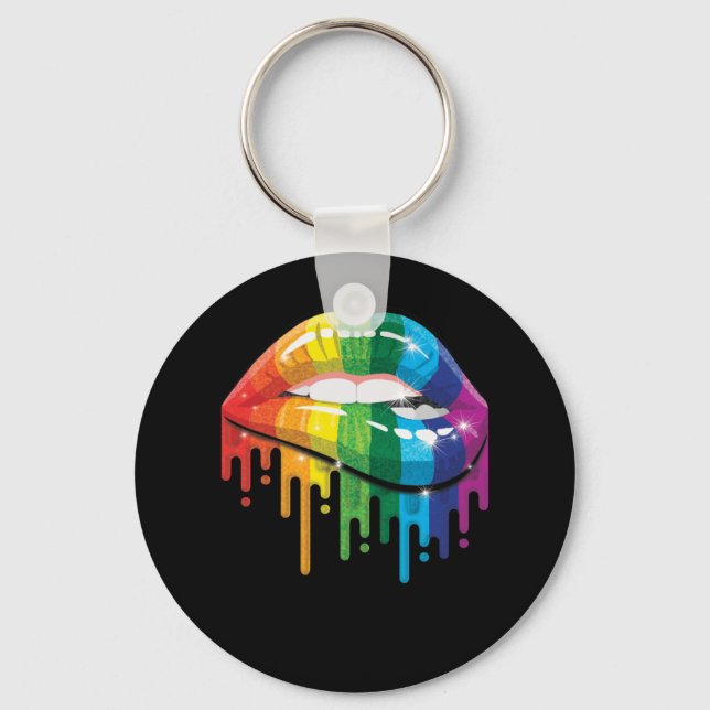 Porte-clés Rainbow Lips Pride Gay Lesbian LGB Cadeau (Recto)
