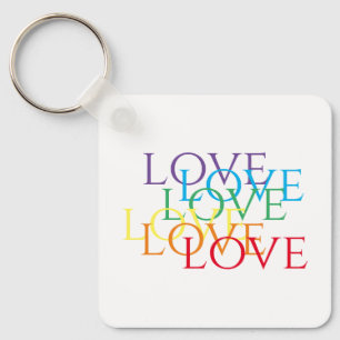 Porte-clés RAINBOW LOVE Carré en aluminium Porte - clé