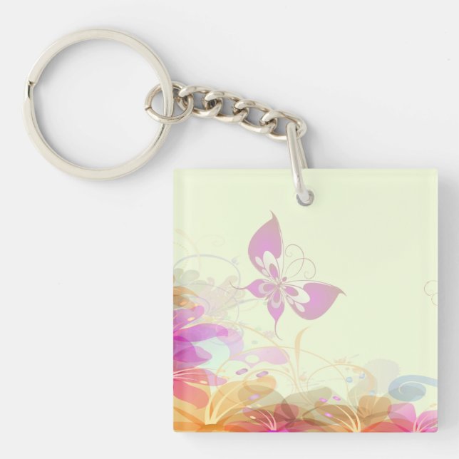 Porte-clés Rainbow Pastel Florals (Devant)
