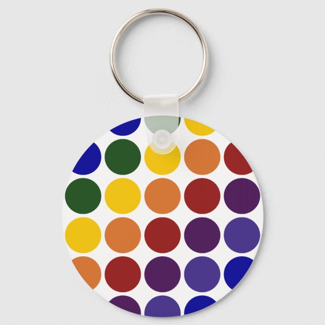 Porte-clés Rainbow Polka Dots on White (Recto)