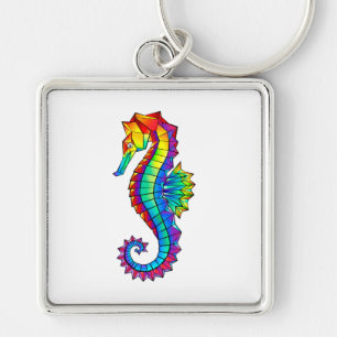Porte-clés Rainbow Polygonal Seahorse