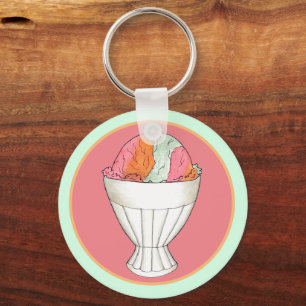 Porte-clés Rainbow Sherbet crème glacée Sorbet Dessert Scoop