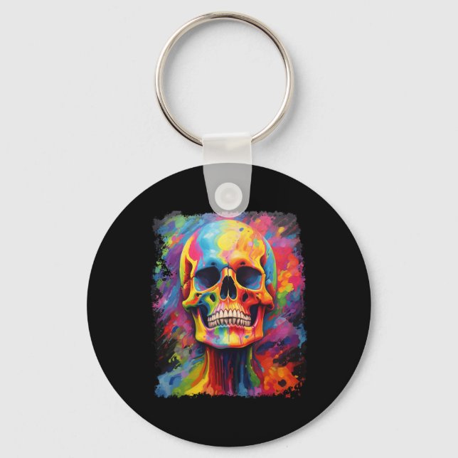 Porte-clés Rainbow Skeleton Anatomie effrayant Halloween (Recto)