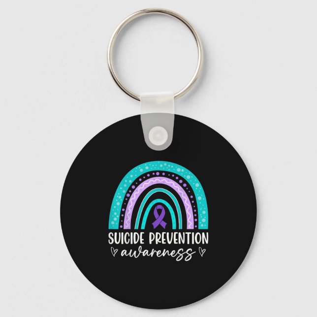 Porte-clés Rainbow Suicide Prevention Awareness Teal &amp; Pu (Recto)