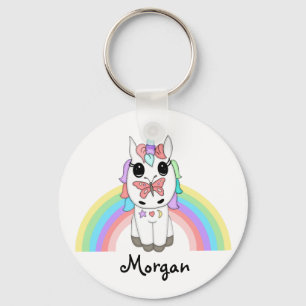 Porte-clés Rainbow Unicorn and Butterfly Personalized