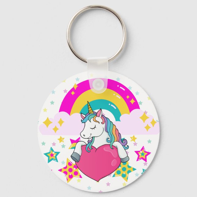 Porte-clés Rainbow Unicorn with Stars  (Recto)
