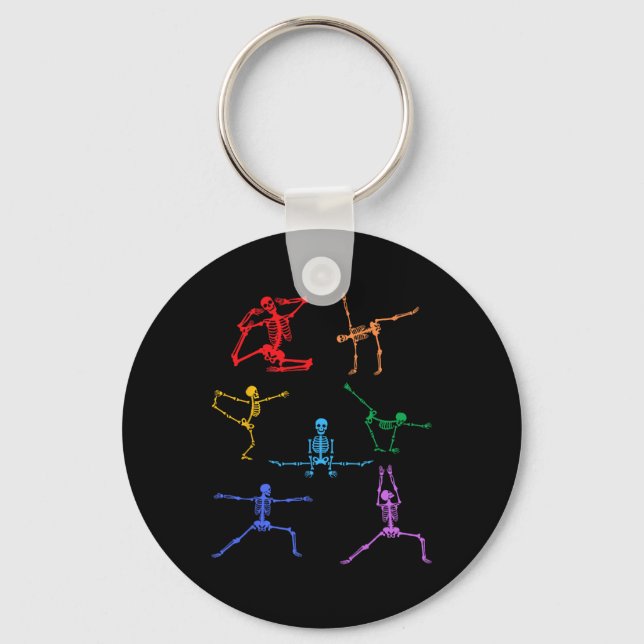 Porte-clés Rainbow Yoga Skeleton Exercice Bone Halloween Part (Recto)