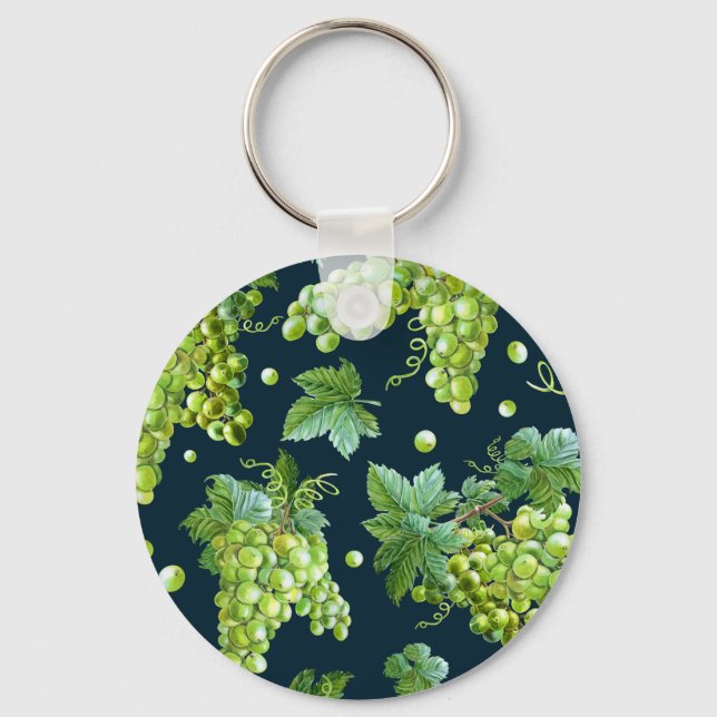 Porte-clés Raisin vert : Aquarelle Motif foncé (Recto)