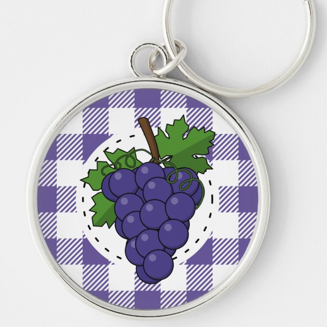 Porte-clés Raisins sur Plaid violet blanc (Devant)