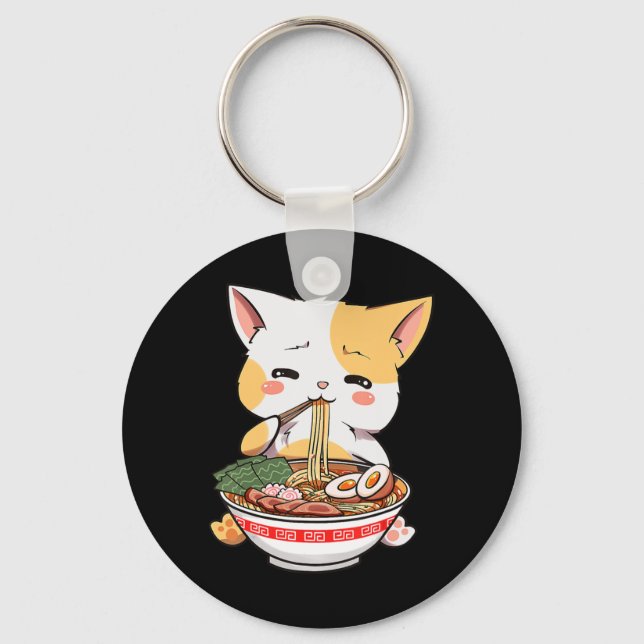 Porte-clés Ramen Cat Anime Bowl Kawaii Neko Japonais Kids Gir (Recto)