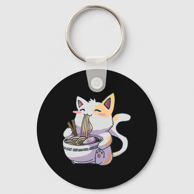 Porte-clés Ramen Cat Kawaii Anime cadeau japonais (Recto)