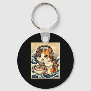 Porte-clés Ramen Chat Anime Joueur Art Japonais Rétro Vintage