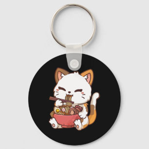 Porte-clés Ramen Chat Anime Kawaii Chat Manger Ramen