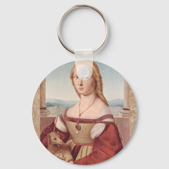 Porte-clés Raphael Dame et licorne Classique beaux-arts (Recto)