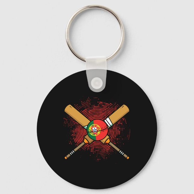Porte-clés Raquette de cricket portugaise et drapeau Ll du Po (Recto)