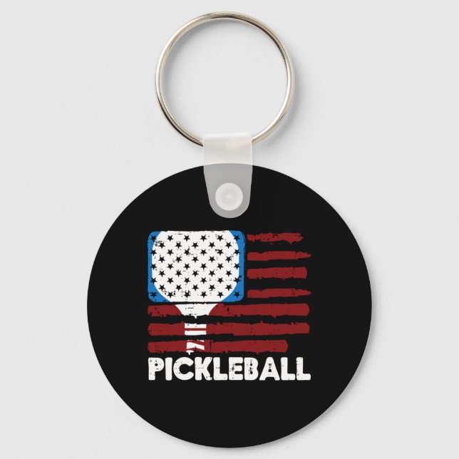 Porte-clés Raquette de Pickleball Drapeau Patriot Pickle Ball (Recto)