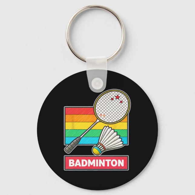 Porte-clés Raquette Et Navette Badminton De Style Rétro (Recto)