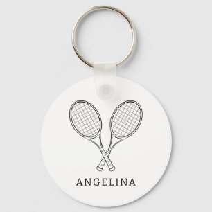 Porte-clés Raquette noire moderne amoureux de tennis personna