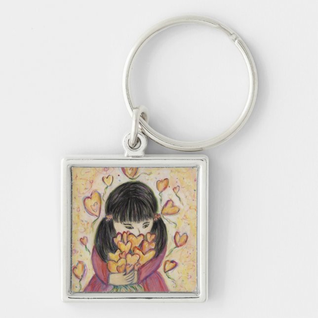 Porte-clés Rassembler les Coeurs d'amour Porte - clé Carré (Devant)