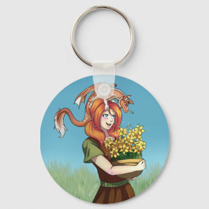 Porte-clés Rassembler les fleurs avec un dragon