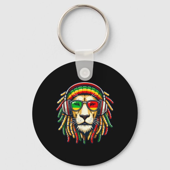 Porte-clés Rasta Reggae Music Lion Jamaïque (Recto)