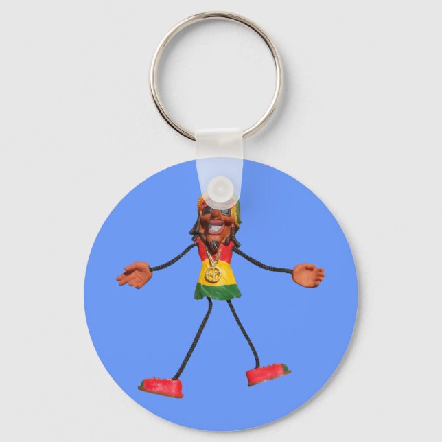 Porte-clés Rasta Stick Figure with Gold Peace Sign (Recto)