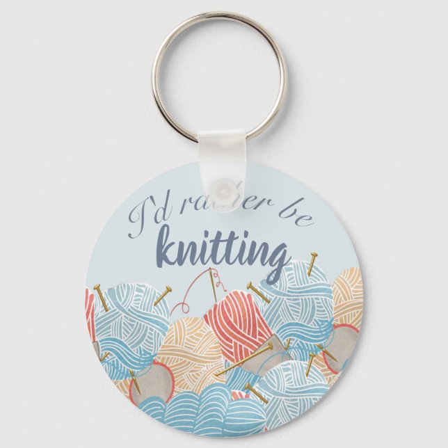 Porte-clés Rather Be Knitting Quote Balls of Yarn (Recto)