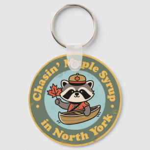 Porte-clés Raton laveur de North York Rétro en canoë