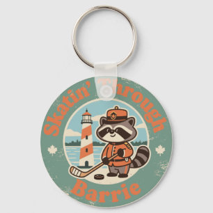 Porte-clés Raton laveur de patinage vintage Barrie Ontario