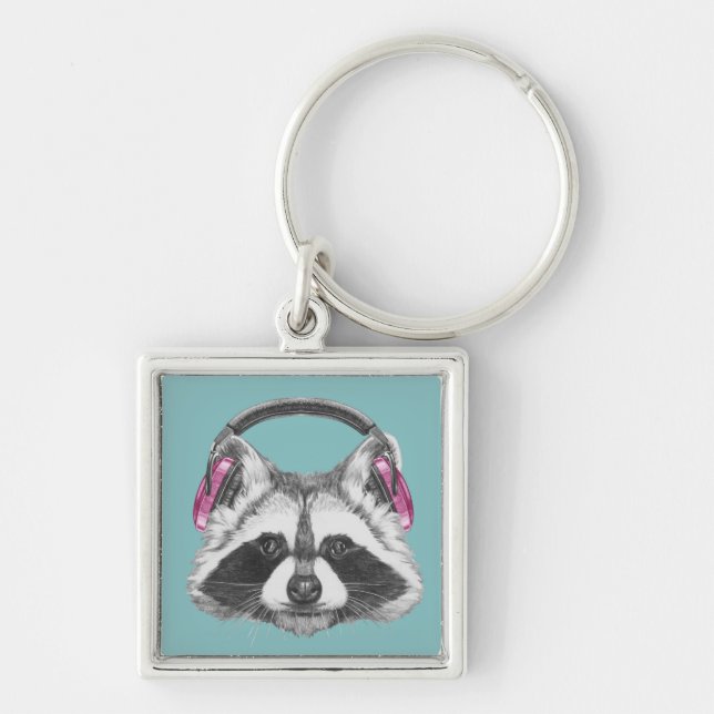Porte-clés Raton laveur d'écouteurs (Devant)