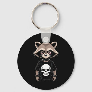 Porte-clés Raton laveur emo foncé avec style crâne punk alter