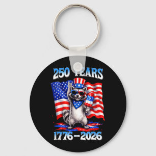 Porte-clés Raton laveur patriotique américain 250 ans 1776 20