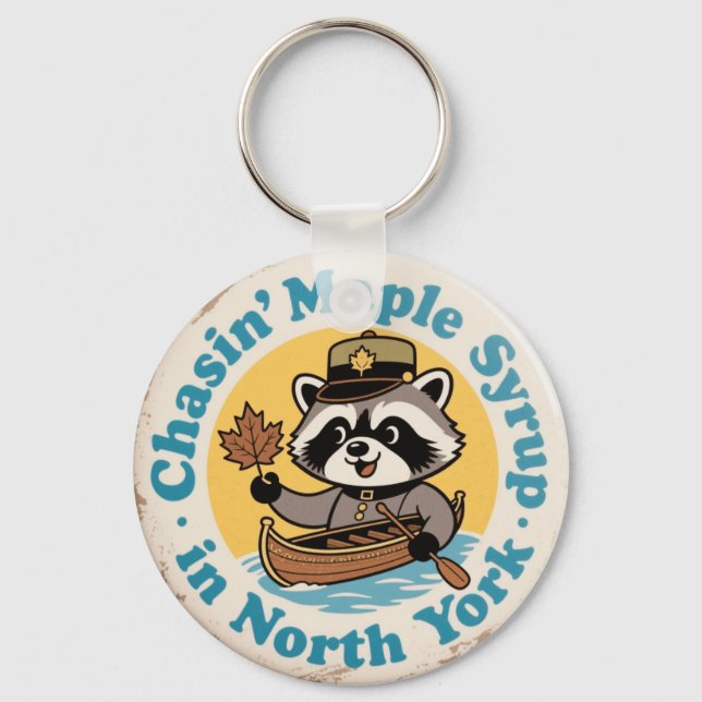 Porte-clés Raton laveur rétro canoë North York (Recto)
