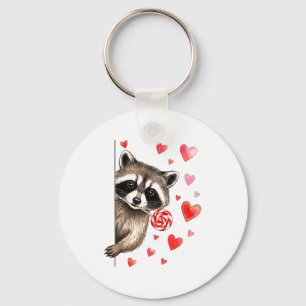 Porte-clés Raton laveur sauvage drôle pour la Saint-Valentin 