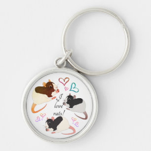 Porte-clés Rats fantaisistes et Coeurs arc-en-ciel