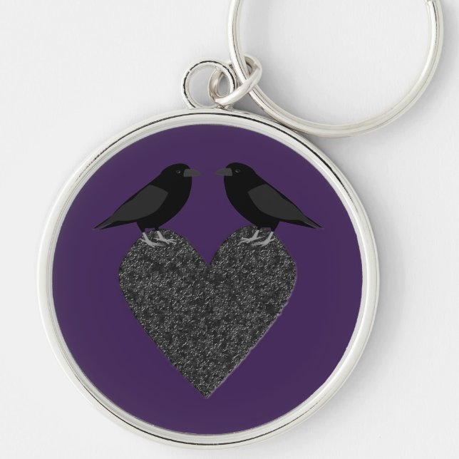 Porte-clés Ravens gothiques et Coeur noir (Devant)