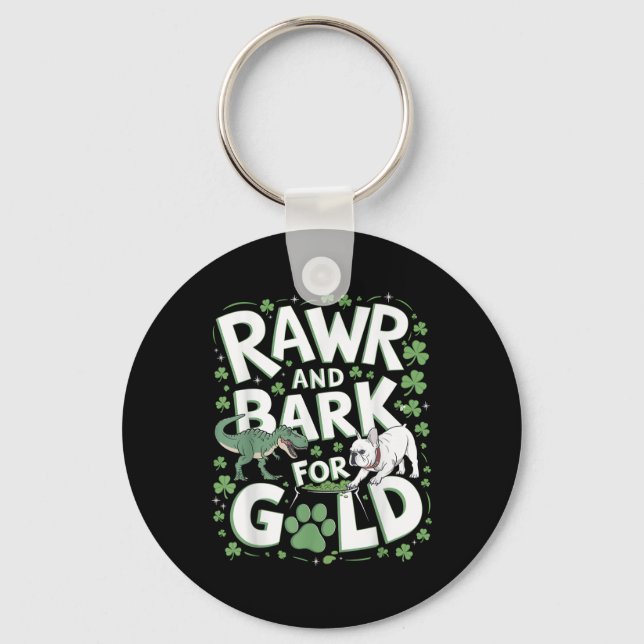 Porte-clés Rawr Bark T-rex Bulldog St. Patricks Day American (Recto)