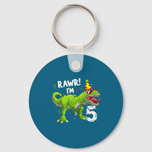 Porte-clés Rawr I'm 5 5th Birthday T Rex Dinosaur Funny Party (Recto)